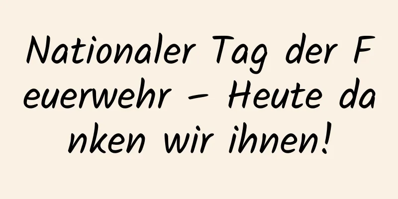 Nationaler Tag der Feuerwehr – Heute danken wir ihnen!