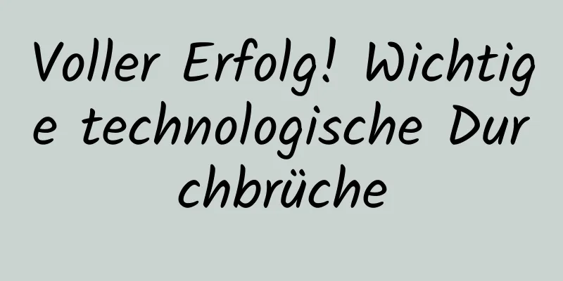 Voller Erfolg! Wichtige technologische Durchbrüche