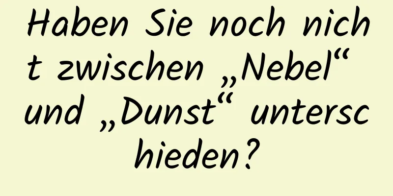 Haben Sie noch nicht zwischen „Nebel“ und „Dunst“ unterschieden?