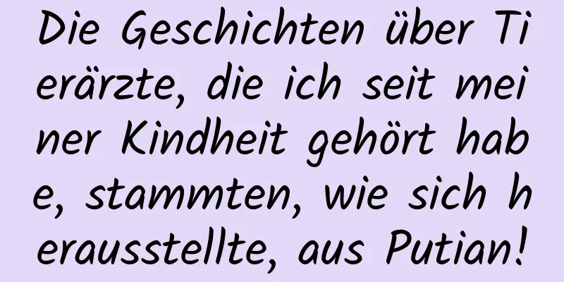 Die Geschichten über Tierärzte, die ich seit meiner Kindheit gehört habe, stammten, wie sich herausstellte, aus Putian!