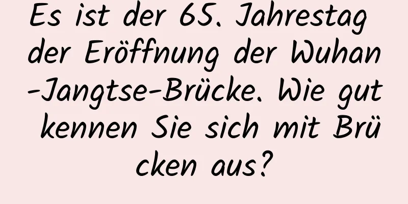Es ist der 65. Jahrestag der Eröffnung der Wuhan-Jangtse-Brücke. Wie gut kennen Sie sich mit Brücken aus?