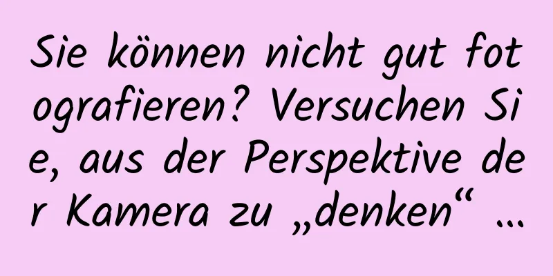 Sie können nicht gut fotografieren? Versuchen Sie, aus der Perspektive der Kamera zu „denken“ …