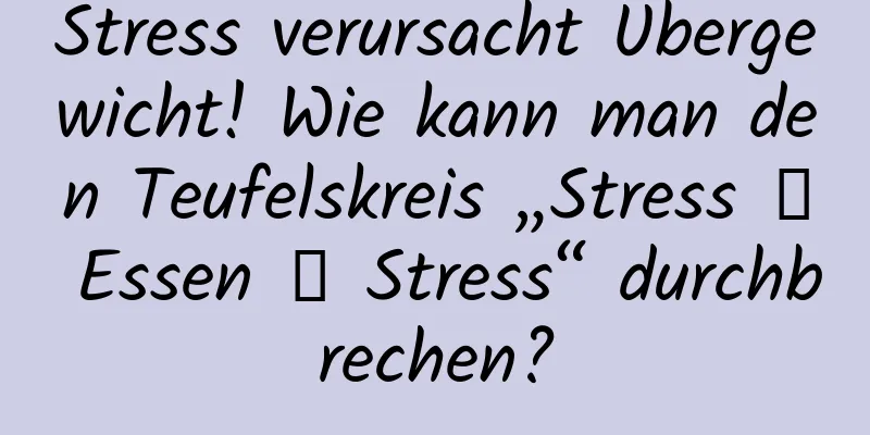 Stress verursacht Übergewicht! Wie kann man den Teufelskreis „Stress → Essen → Stress“ durchbrechen?