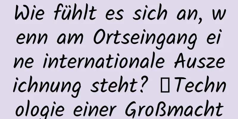 Wie fühlt es sich an, wenn am Ortseingang eine internationale Auszeichnung steht? ｜Technologie einer Großmacht