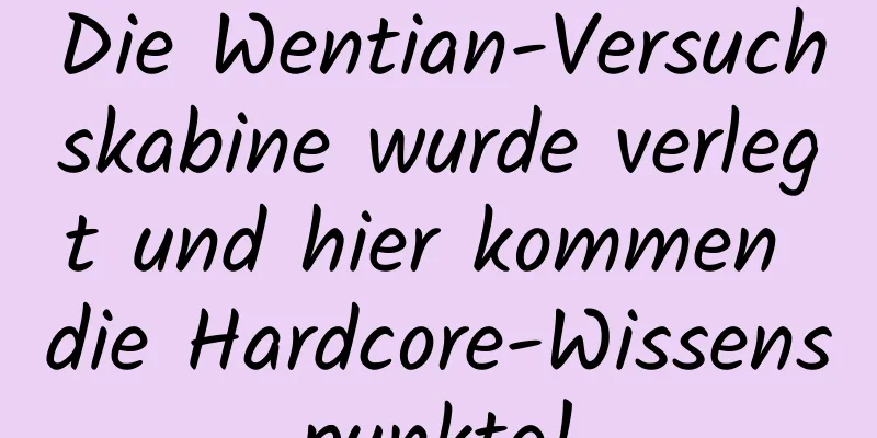 Die Wentian-Versuchskabine wurde verlegt und hier kommen die Hardcore-Wissenspunkte!