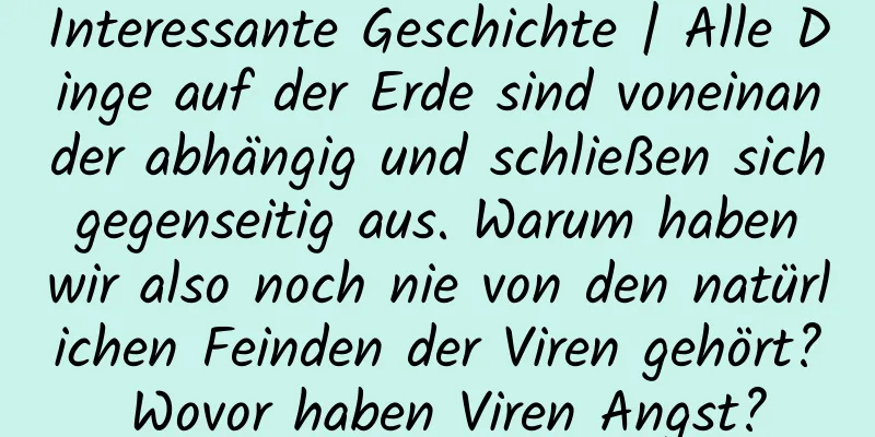 Interessante Geschichte | Alle Dinge auf der Erde sind voneinander abhängig und schließen sich gegenseitig aus. Warum haben wir also noch nie von den natürlichen Feinden der Viren gehört? Wovor haben Viren Angst?