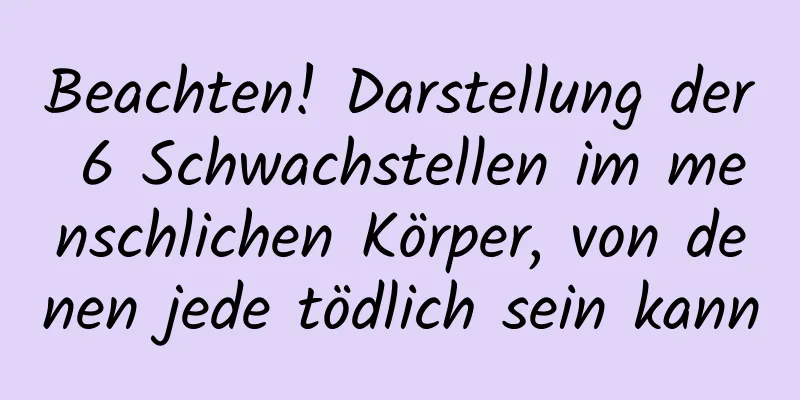 Beachten! Darstellung der 6 Schwachstellen im menschlichen Körper, von denen jede tödlich sein kann