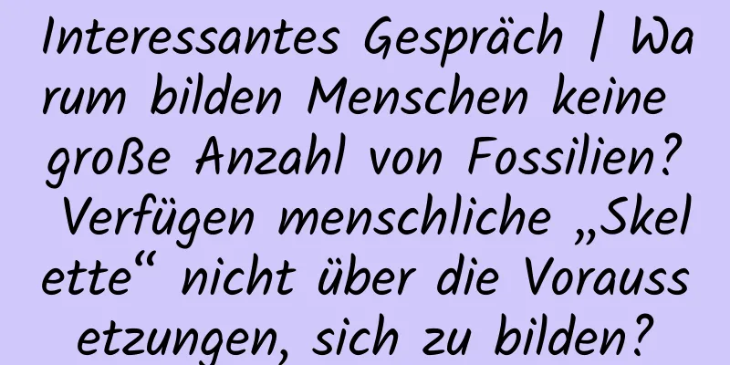 Interessantes Gespräch | Warum bilden Menschen keine große Anzahl von Fossilien? Verfügen menschliche „Skelette“ nicht über die Voraussetzungen, sich zu bilden?