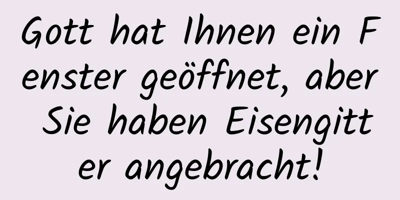 Gott hat Ihnen ein Fenster geöffnet, aber Sie haben Eisengitter angebracht!