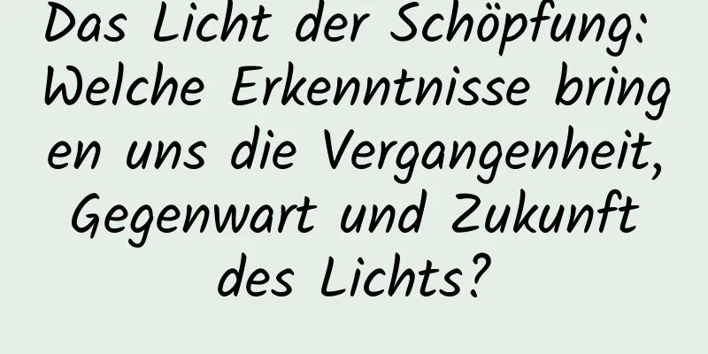 Das Licht der Schöpfung: Welche Erkenntnisse bringen uns die Vergangenheit, Gegenwart und Zukunft des Lichts?