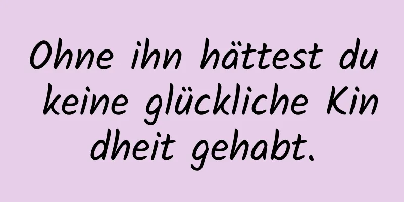 Ohne ihn hättest du keine glückliche Kindheit gehabt.