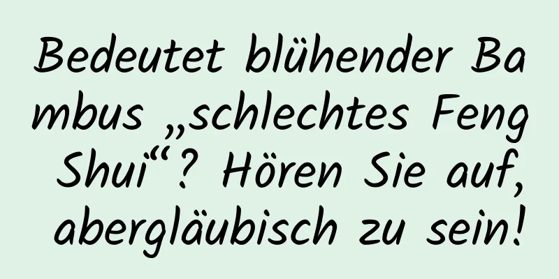 Bedeutet blühender Bambus „schlechtes Feng Shui“? Hören Sie auf, abergläubisch zu sein!