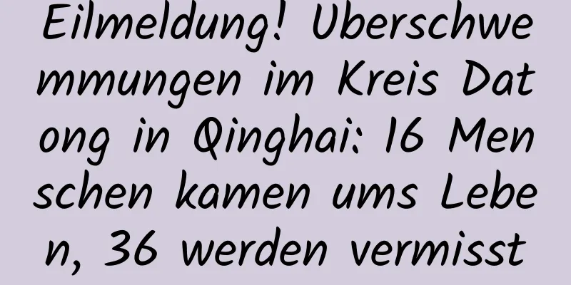 Eilmeldung! Überschwemmungen im Kreis Datong in Qinghai: 16 Menschen kamen ums Leben, 36 werden vermisst