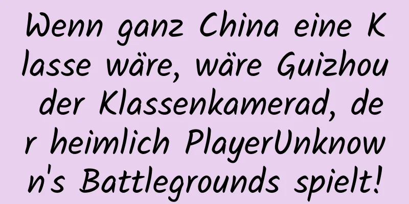 Wenn ganz China eine Klasse wäre, wäre Guizhou der Klassenkamerad, der heimlich PlayerUnknown's Battlegrounds spielt!