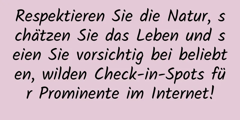 Respektieren Sie die Natur, schätzen Sie das Leben und seien Sie vorsichtig bei beliebten, wilden Check-in-Spots für Prominente im Internet!