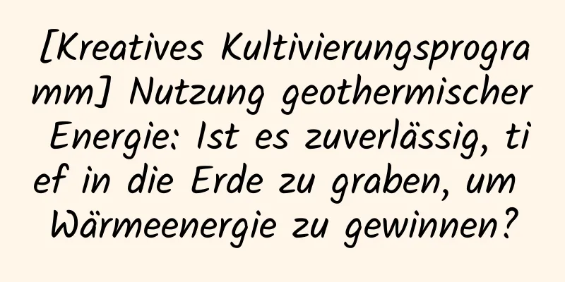 [Kreatives Kultivierungsprogramm] Nutzung geothermischer Energie: Ist es zuverlässig, tief in die Erde zu graben, um Wärmeenergie zu gewinnen?