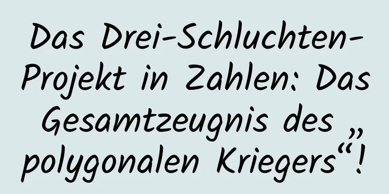Das Drei-Schluchten-Projekt in Zahlen: Das Gesamtzeugnis des „polygonalen Kriegers“!