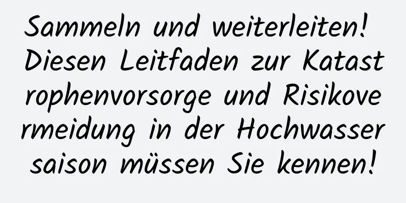 Sammeln und weiterleiten! Diesen Leitfaden zur Katastrophenvorsorge und Risikovermeidung in der Hochwassersaison müssen Sie kennen!