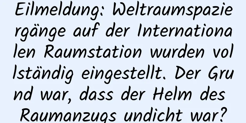 Eilmeldung: Weltraumspaziergänge auf der Internationalen Raumstation wurden vollständig eingestellt. Der Grund war, dass der Helm des Raumanzugs undicht war?