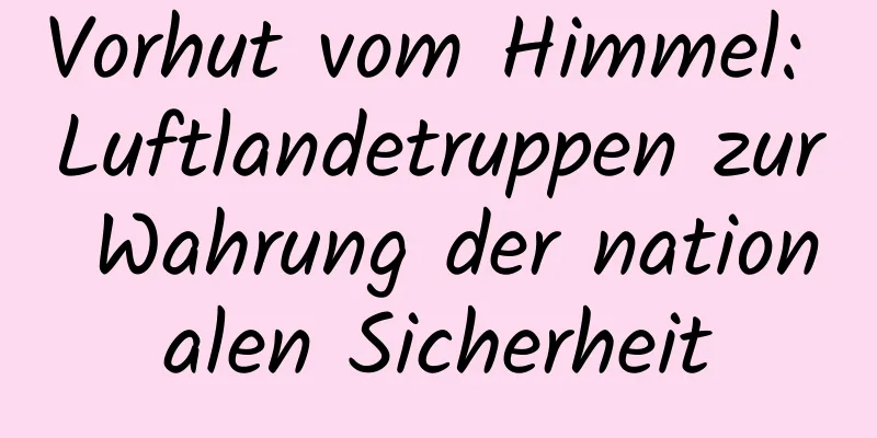Vorhut vom Himmel: Luftlandetruppen zur Wahrung der nationalen Sicherheit