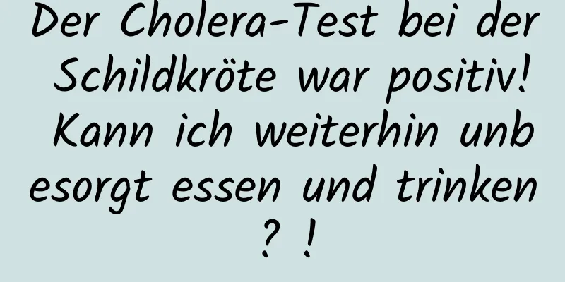 Der Cholera-Test bei der Schildkröte war positiv! Kann ich weiterhin unbesorgt essen und trinken? !