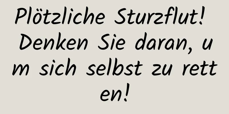 Plötzliche Sturzflut! Denken Sie daran, um sich selbst zu retten!