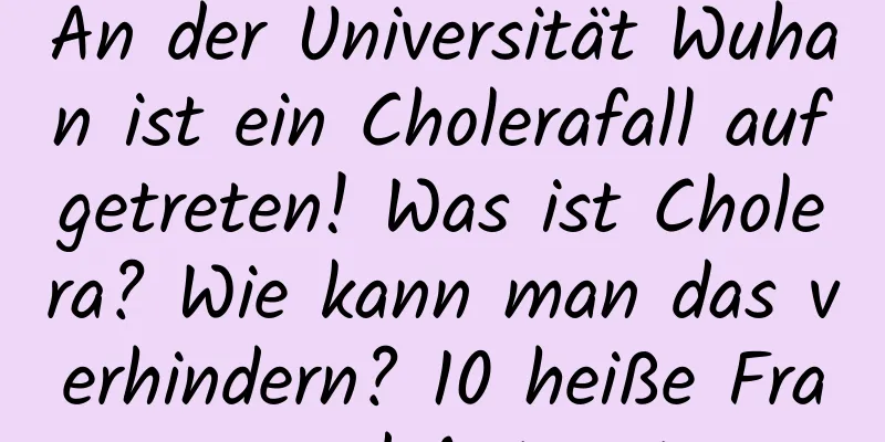 An der Universität Wuhan ist ein Cholerafall aufgetreten! Was ist Cholera? Wie kann man das verhindern? 10 heiße Fragen und Antworten