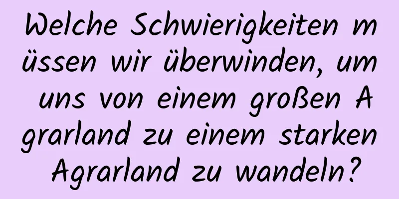 Welche Schwierigkeiten müssen wir überwinden, um uns von einem großen Agrarland zu einem starken Agrarland zu wandeln?