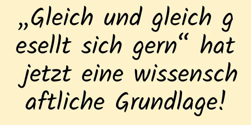 „Gleich und gleich gesellt sich gern“ hat jetzt eine wissenschaftliche Grundlage!
