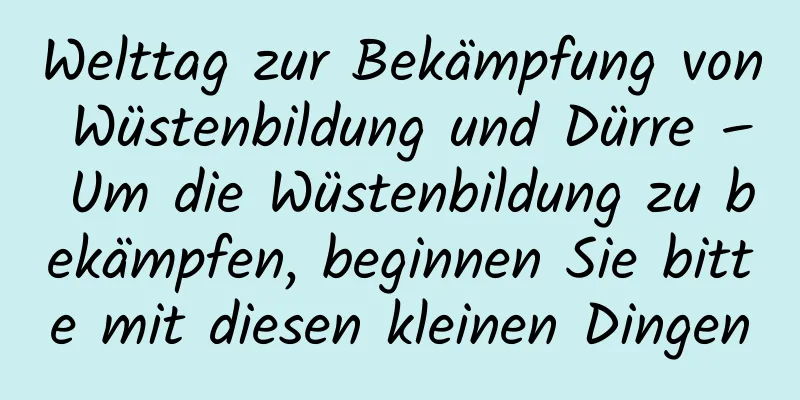 Welttag zur Bekämpfung von Wüstenbildung und Dürre – Um die Wüstenbildung zu bekämpfen, beginnen Sie bitte mit diesen kleinen Dingen
