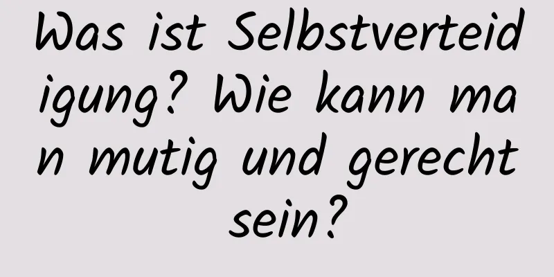 Was ist Selbstverteidigung? Wie kann man mutig und gerecht sein?