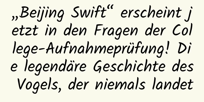 „Beijing Swift“ erscheint jetzt in den Fragen der College-Aufnahmeprüfung! Die legendäre Geschichte des Vogels, der niemals landet