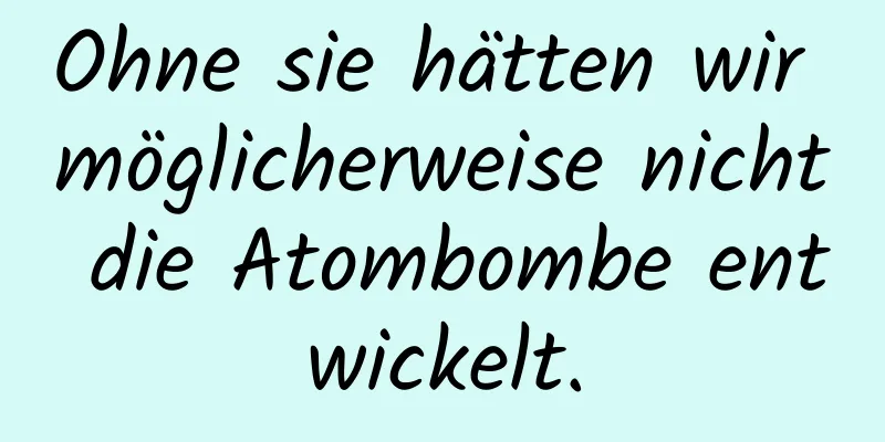 Ohne sie hätten wir möglicherweise nicht die Atombombe entwickelt.