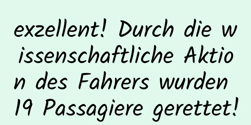 exzellent! Durch die wissenschaftliche Aktion des Fahrers wurden 19 Passagiere gerettet!