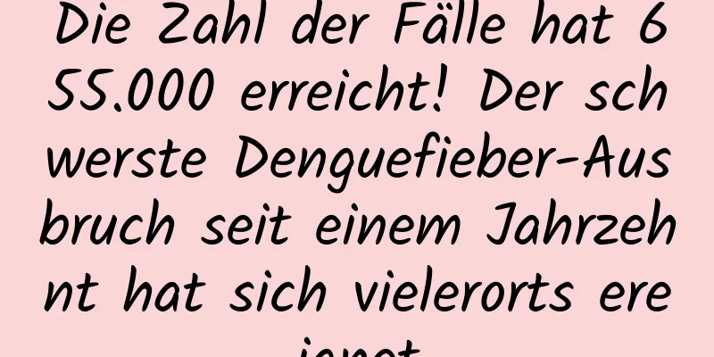 Die Zahl der Fälle hat 655.000 erreicht! Der schwerste Denguefieber-Ausbruch seit einem Jahrzehnt hat sich vielerorts ereignet