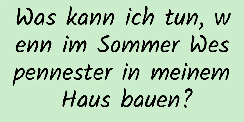 Was kann ich tun, wenn im Sommer Wespennester in meinem Haus bauen?