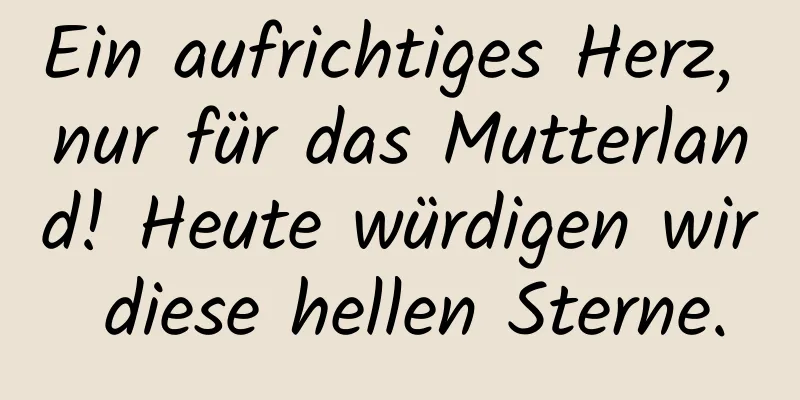 Ein aufrichtiges Herz, nur für das Mutterland! Heute würdigen wir diese hellen Sterne.
