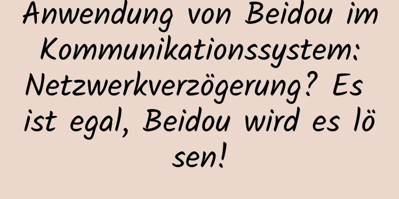 Anwendung von Beidou im Kommunikationssystem: Netzwerkverzögerung? Es ist egal, Beidou wird es lösen!