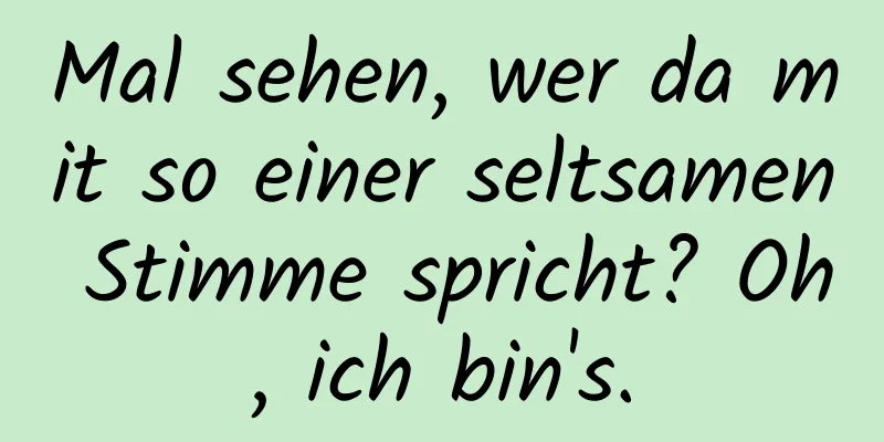 Mal sehen, wer da mit so einer seltsamen Stimme spricht? Oh, ich bin's.