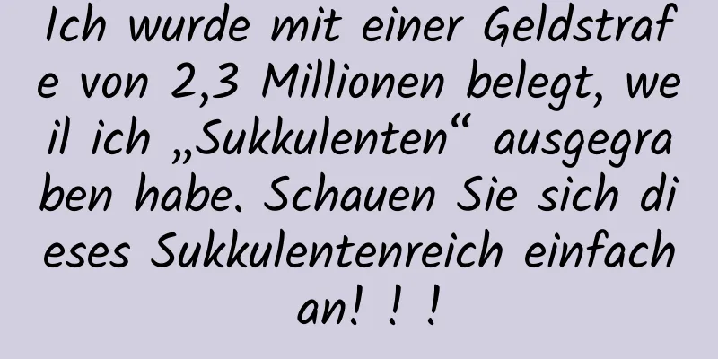 Ich wurde mit einer Geldstrafe von 2,3 Millionen belegt, weil ich „Sukkulenten“ ausgegraben habe. Schauen Sie sich dieses Sukkulentenreich einfach an! ! !