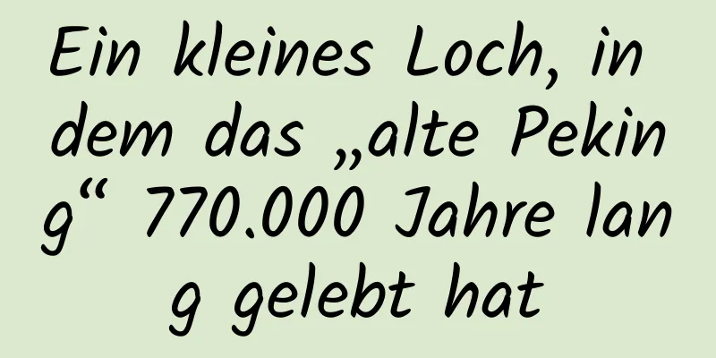 Ein kleines Loch, in dem das „alte Peking“ 770.000 Jahre lang gelebt hat
