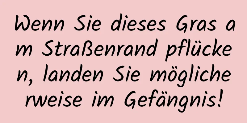 Wenn Sie dieses Gras am Straßenrand pflücken, landen Sie möglicherweise im Gefängnis!