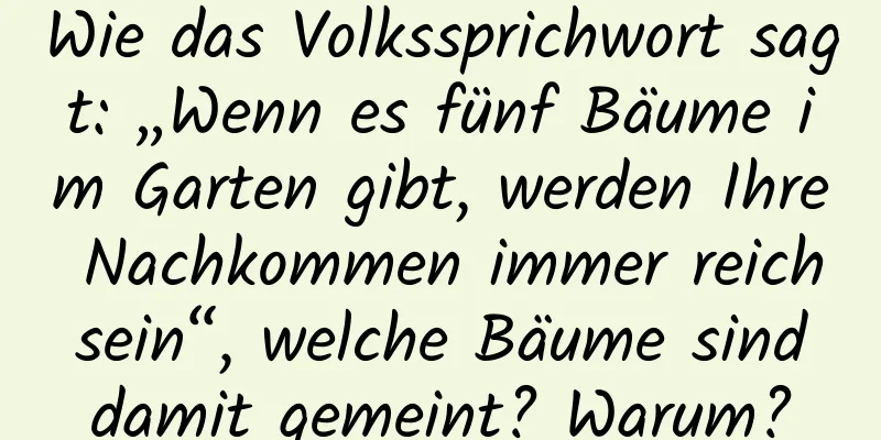 Wie das Volkssprichwort sagt: „Wenn es fünf Bäume im Garten gibt, werden Ihre Nachkommen immer reich sein“, welche Bäume sind damit gemeint? Warum?