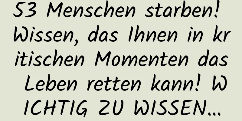 53 Menschen starben! Wissen, das Ihnen in kritischen Momenten das Leben retten kann! WICHTIG ZU WISSEN…