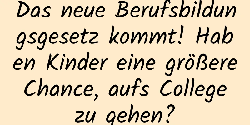 Das neue Berufsbildungsgesetz kommt! Haben Kinder eine größere Chance, aufs College zu gehen?