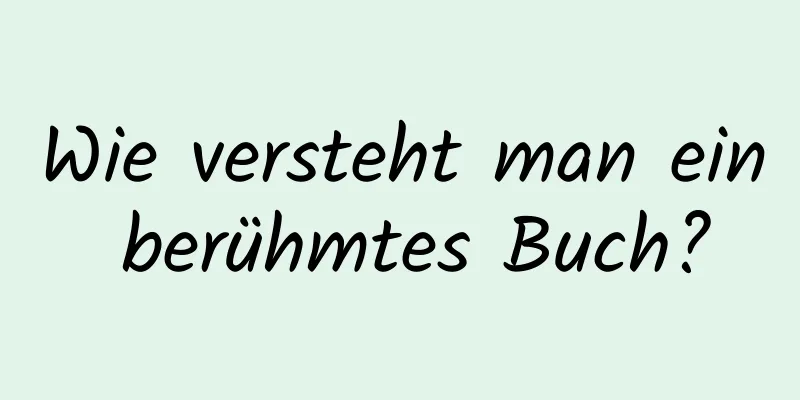 Wie versteht man ein berühmtes Buch?