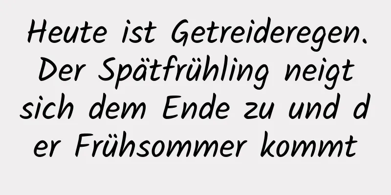 Heute ist Getreideregen. Der Spätfrühling neigt sich dem Ende zu und der Frühsommer kommt