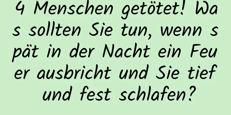 4 Menschen getötet! Was sollten Sie tun, wenn spät in der Nacht ein Feuer ausbricht und Sie tief und fest schlafen?