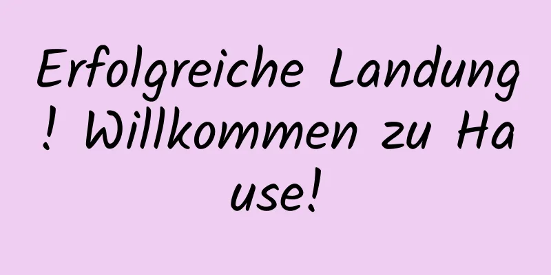 Erfolgreiche Landung! Willkommen zu Hause!