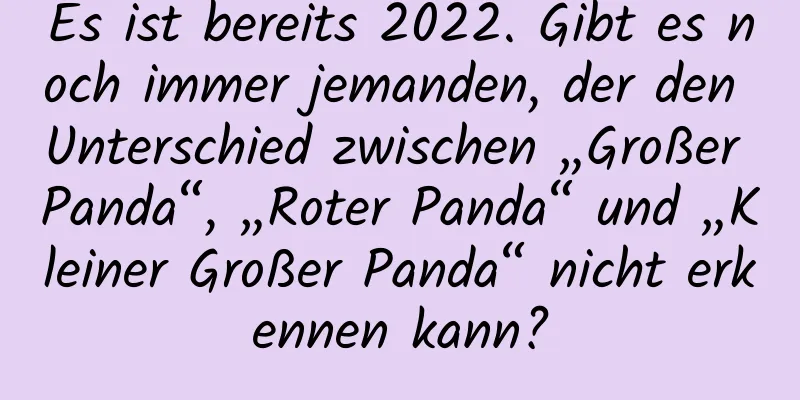 Es ist bereits 2022. Gibt es noch immer jemanden, der den Unterschied zwischen „Großer Panda“, „Roter Panda“ und „Kleiner Großer Panda“ nicht erkennen kann?